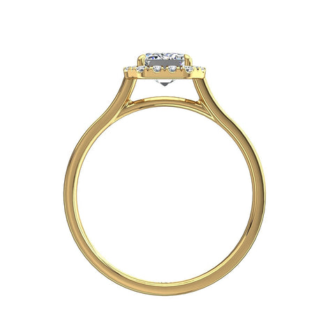 Anello in oro giallo 0.80 carati Smeraldo Capri con diamanti
