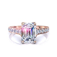 Anello di fidanzamento con diamante in oro rosa 0.80 carati con smeraldo Cindirella