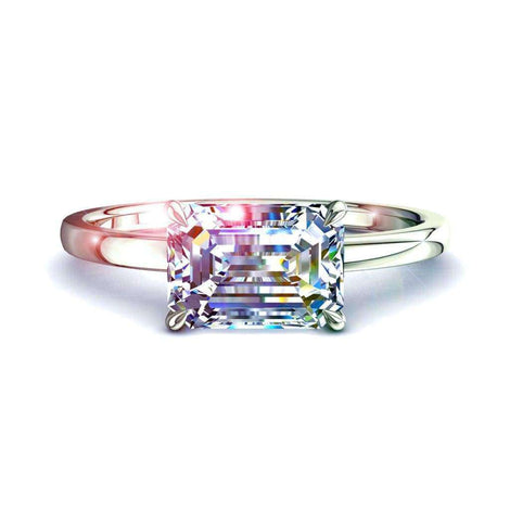 Anello con smeraldo e diamanti Bella in oro bianco 0.90 carati
