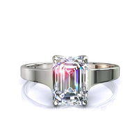 Anello di fidanzamento Cindy in oro bianco 1.00 carati con diamante Smeraldo