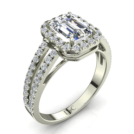 Anello di fidanzamento Genova in oro bianco 1.00 carati con diamante Smeraldo