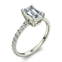Anello di fidanzamento con diamante in oro bianco da 1.00 carati Jenny Emerald