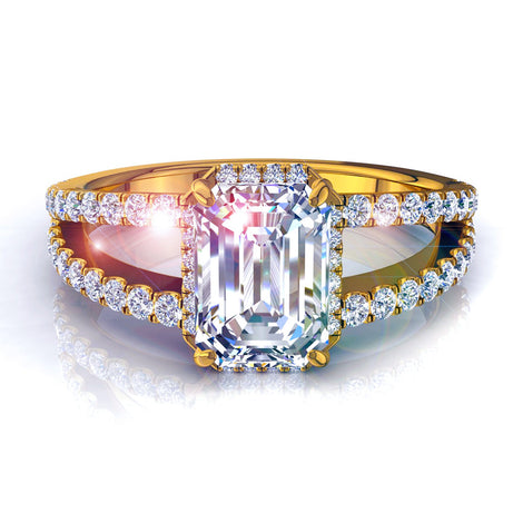 Anello di fidanzamento con diamante smeraldo oro giallo 1.00 carati Recco