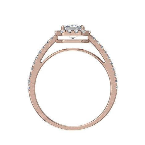 Anello di fidanzamento con diamante in oro rosa 1.00 carati Smeraldo Genova