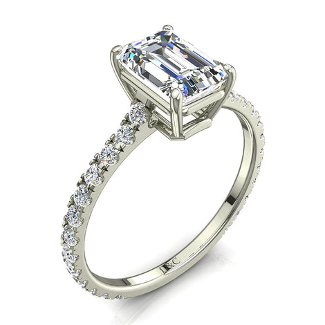 Anello di fidanzamento con diamante in oro bianco da 1.10 carati Jenny Emerald