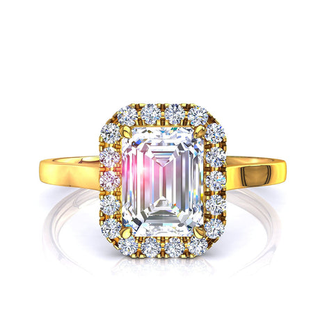 Bague de fiançailles diamant Émeraude 1.10 carat or jaune Capri