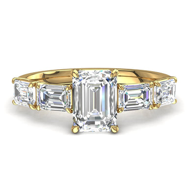 Bague de fiançailles diamant Émeraude 1.10 carat Dora I / SI / Or Jaune 18 carats
