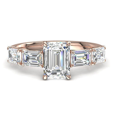 Bague de fiançailles diamant Émeraude 1.10 carat Dora I / SI / Or Rose 18 carats