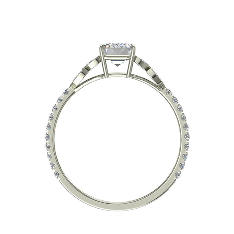 Anello di fidanzamento Angela in oro bianco 1.20 carati con diamante e smeraldo