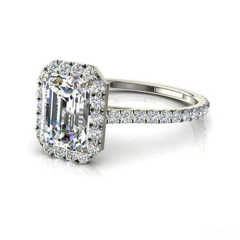 Anello di fidanzamento in oro bianco con diamante Camogli Smeraldo 1.20 carati
