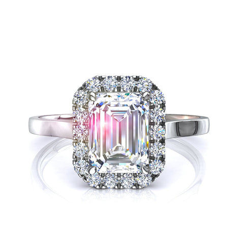 Anello di fidanzamento in oro bianco con diamante Smeraldo Capri 1.20 carati