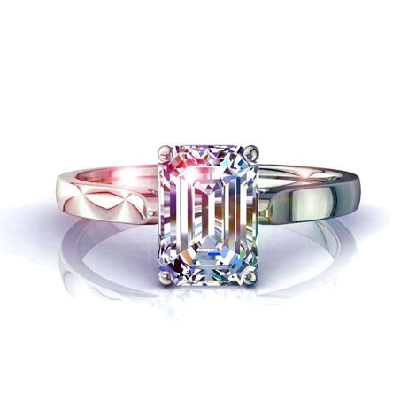 Anello di fidanzamento con diamante in oro bianco 1.20 carati Smeraldo Capucine