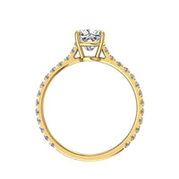 Cindirella Anello di fidanzamento con diamante e smeraldo in oro giallo 1.20 carati
