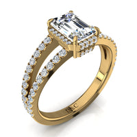 Anello di fidanzamento con diamante smeraldo oro giallo 1.20 carati Recco