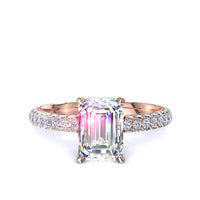 Bague de fiançailles diamant Émeraude 1.20 carat or rose Paola