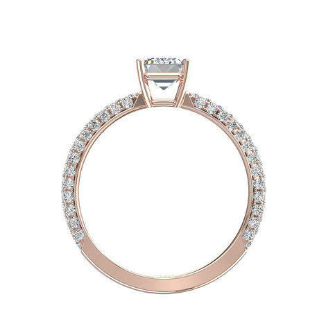 Anello di fidanzamento con diamante in oro rosa 1.20 carati Paola Emerald