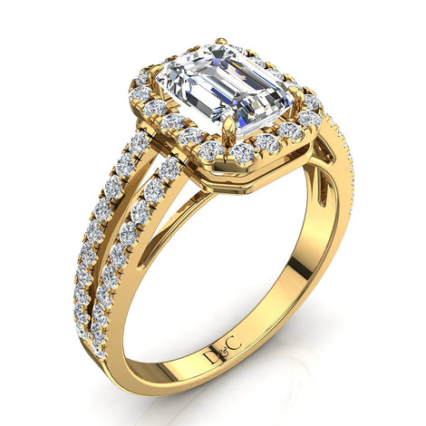Anello di fidanzamento Genova in oro giallo 1.40 carati con diamante Smeraldo