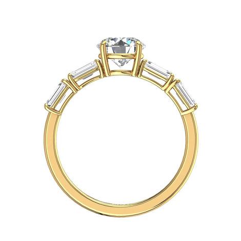 Anello di fidanzamento Dora in oro giallo 1.50 carati con diamante e smeraldo