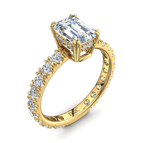 Solitaire diamant Émeraude 1.50 carat or jaune Valentina