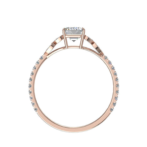 Anello di fidanzamento Angela in oro rosa 1.50 carati con diamante e smeraldo