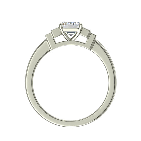 Bague de fiançailles diamant Émeraude 1.60 carat or blanc Alessia