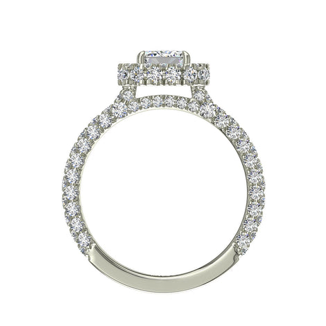 Bague de fiançailles diamant Émeraude 1.60 carat or blanc Viviane