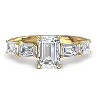 Bague de fiançailles diamant Émeraude 1.60 carat or jaune Dora