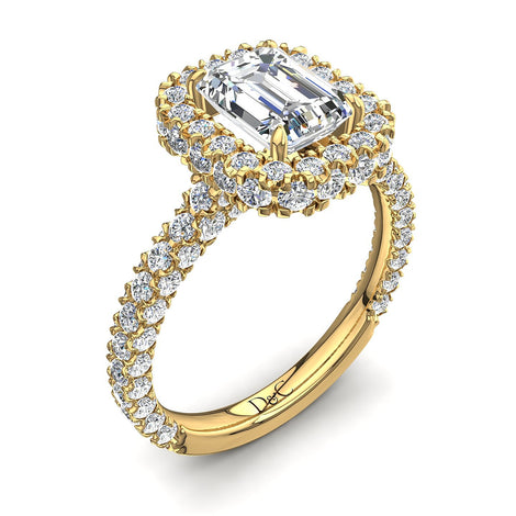 Anello con diamante smeraldo Viviane in oro giallo 1.60 carati