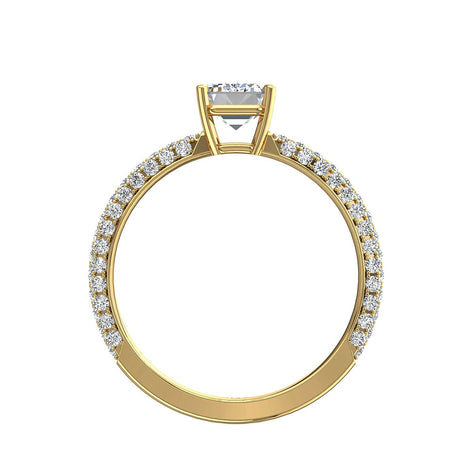 Anello di fidanzamento Paola in oro giallo 1.70 carati con diamante e smeraldo