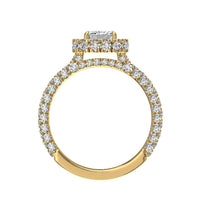 Anello con diamante smeraldo Viviane in oro giallo 1.90 carati