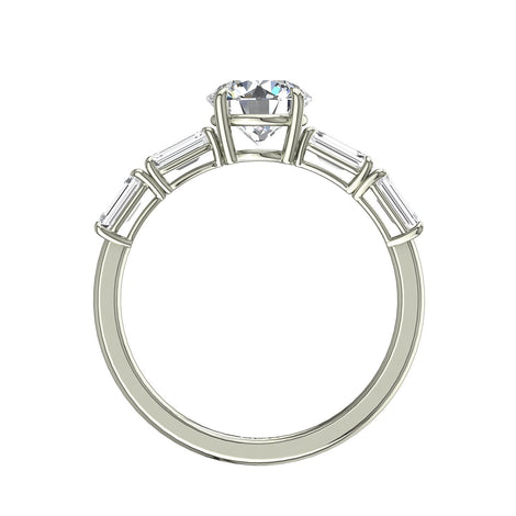 Anello di fidanzamento Dora in oro bianco 2.20 carati con diamante Smeraldo