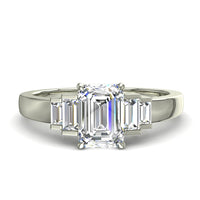 Bague de fiançailles diamant Émeraude 2.90 carats or blanc Alessia