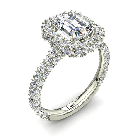 Anello di fidanzamento con diamante in oro bianco da 3.00 carati Viviane Emerald
