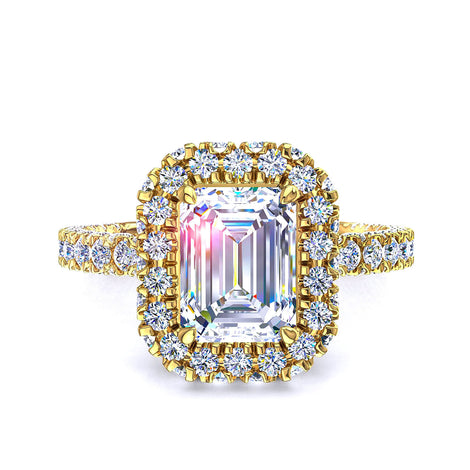 Anello di fidanzamento con diamante in oro rosa 3.00 carati Viviane Emerald