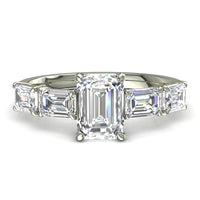 Anello di fidanzamento Dora in oro bianco 3.30 carati con diamante Smeraldo