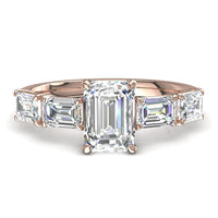 Anello di fidanzamento con diamante smeraldo 3.60 carati oro rosa Dora