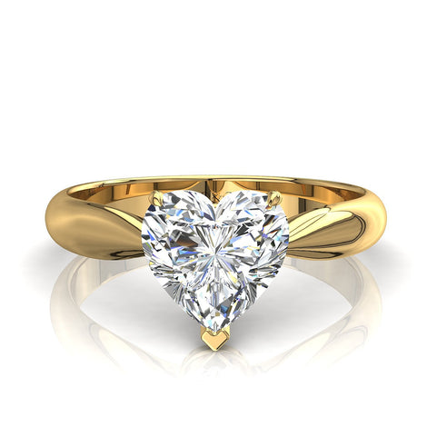Solitaire diamant coeur 0.30 carat or jaune Elodie