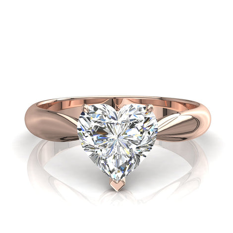 Anello di fidanzamento Elodie in oro rosa 0.30 carati con diamante a cuore