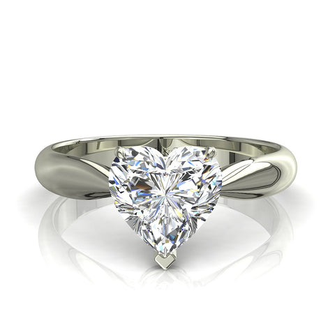 Anello di fidanzamento Elodie in oro bianco 0.40 carati con diamante a cuore