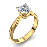 Solitaire diamant coeur 0.40 carat or jaune Elodie