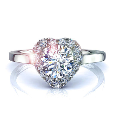 Bague de mariage diamant coeur et diamants ronds 0.50 carat Capri I / SI / Platine