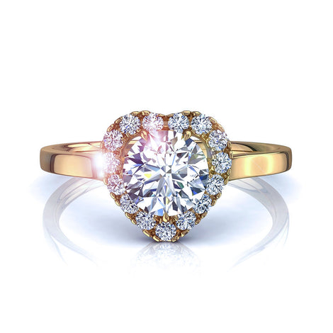 Bague de fiançailles diamant coeur 0.60 carat or jaune Capri
