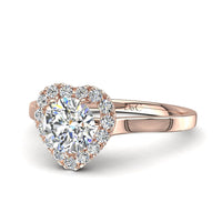 Solitaire diamant coeur 0.60 carat or rose Capri