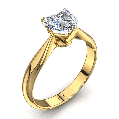 Bague de fiançailles diamant coeur 0.80 carat or jaune Elodie