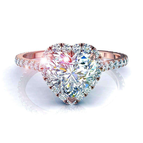 Bague de fiançailles diamant coeur 0.90 carat or rose Camogli