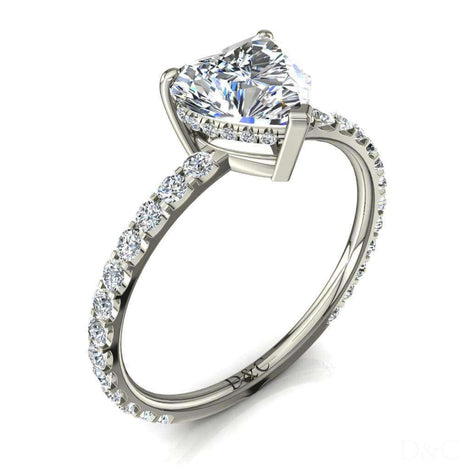 Bague de fiançailles diamant coeur 1.10 carat or blanc Valentine