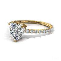 Anello di fidanzamento con diamante in oro giallo 1.10 carati a cuore di San Valentino