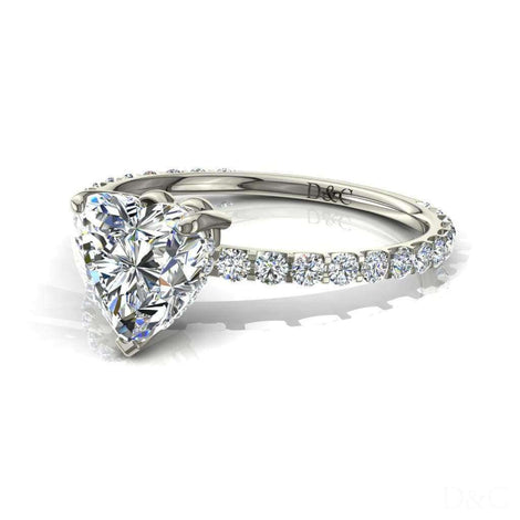 Anello di fidanzamento con diamante in oro bianco 1.20 carati a cuore di San Valentino