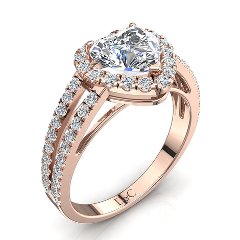 Anello di fidanzamento con diamante cuore in oro rosa 1.30 carati Genova