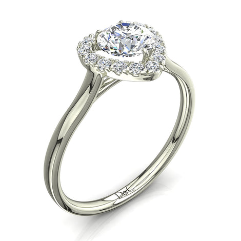 Anello di fidanzamento Capri in oro bianco 1.40 carati con diamante cuore